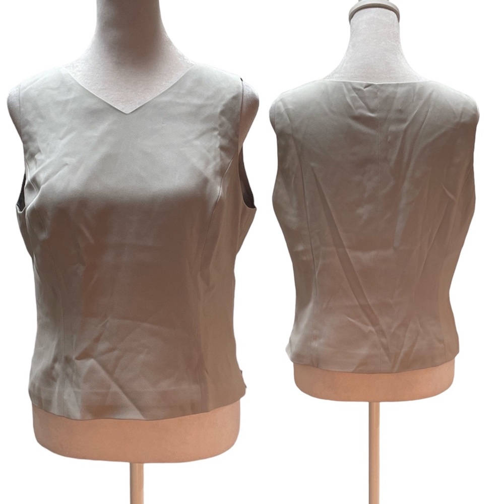 Kasper Light Gray Zip Side Sleeveless V-Neck Tank Top Silky Lining Size 6P